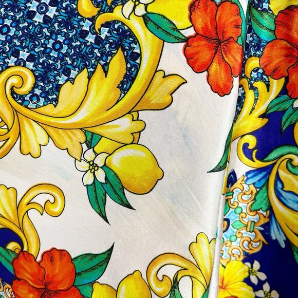 Her Destiny Colorful Satin Print midi Maxi Full Skirt High-waisted Sz M Bow - Picture 11 of 11